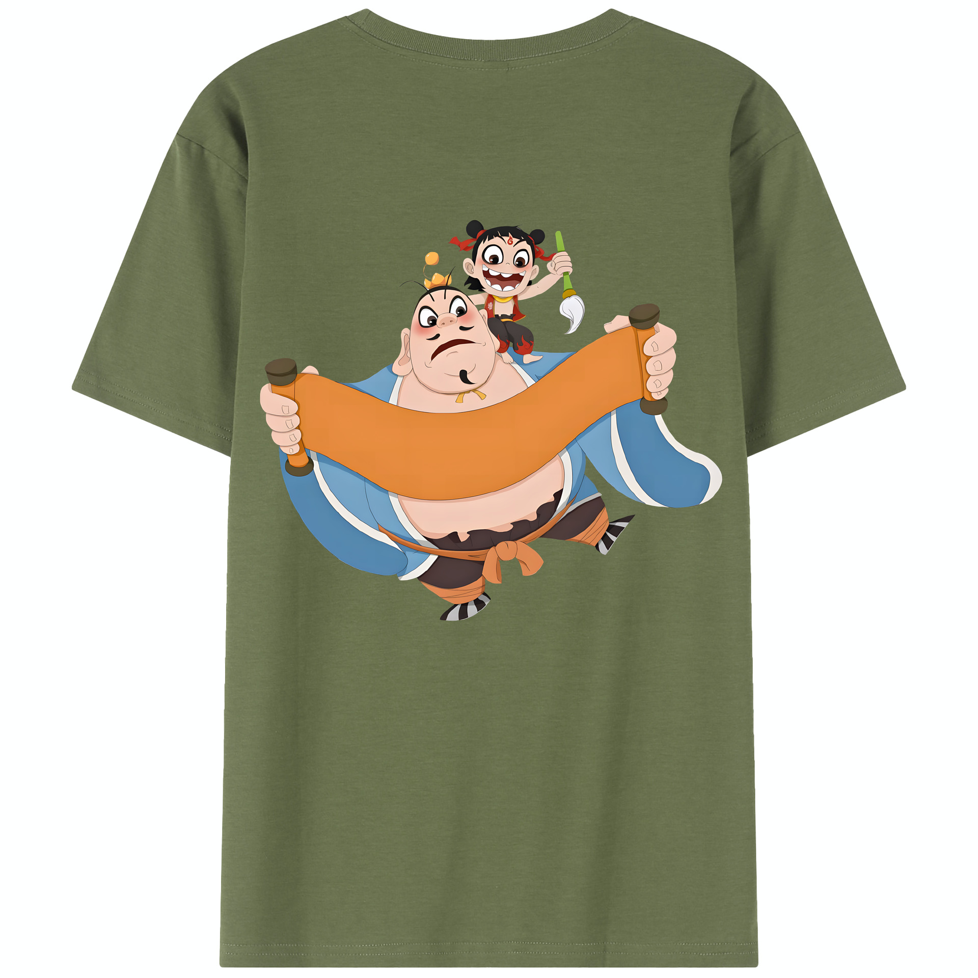 （画像用） Ne Zha 2 ナタ 魔童の大暴れ 綿100％半袖Tシャツ（背面プリント）